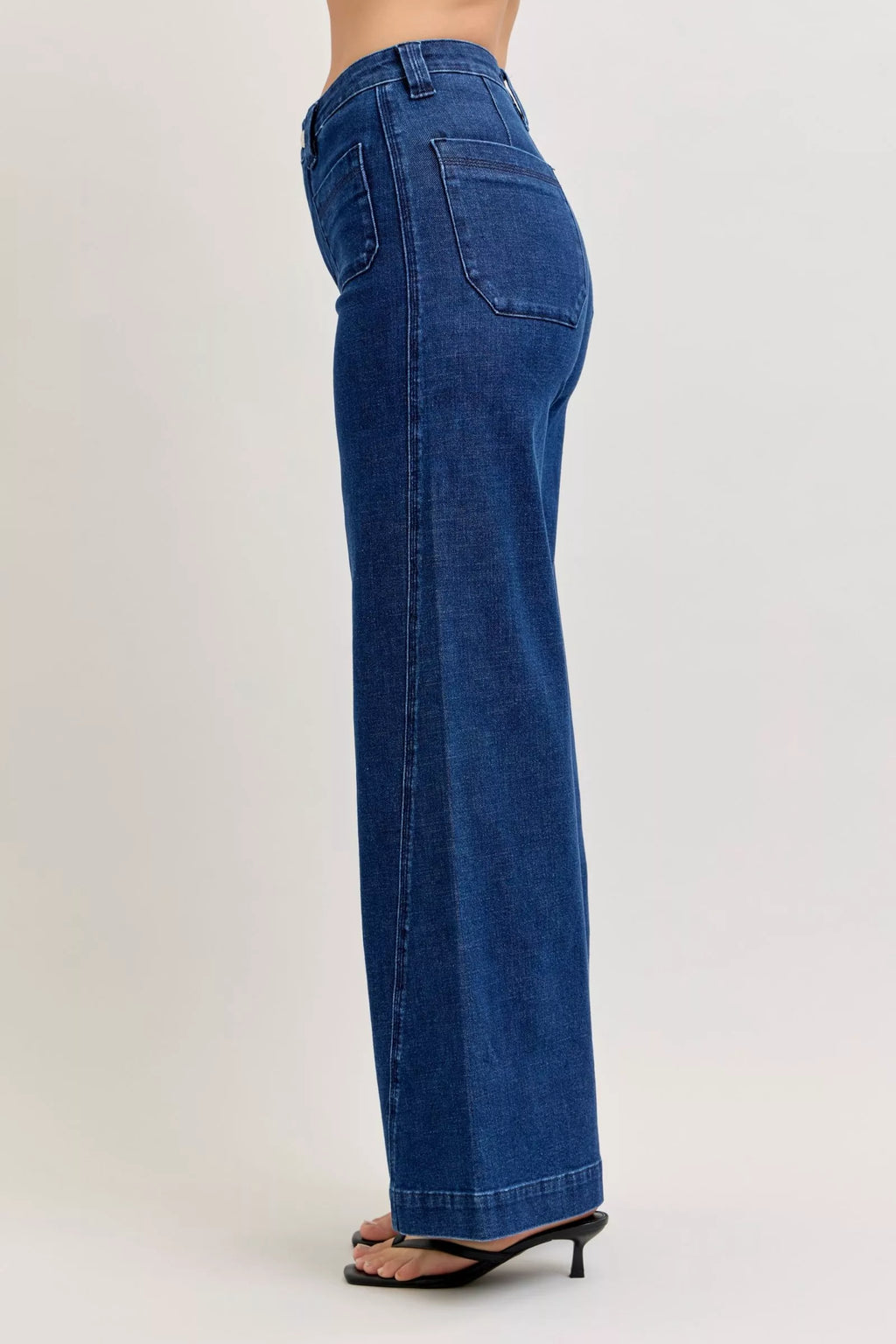 Jeans larges rétro taille haute Judy Blue avec poches plaquées et coutures torsadées