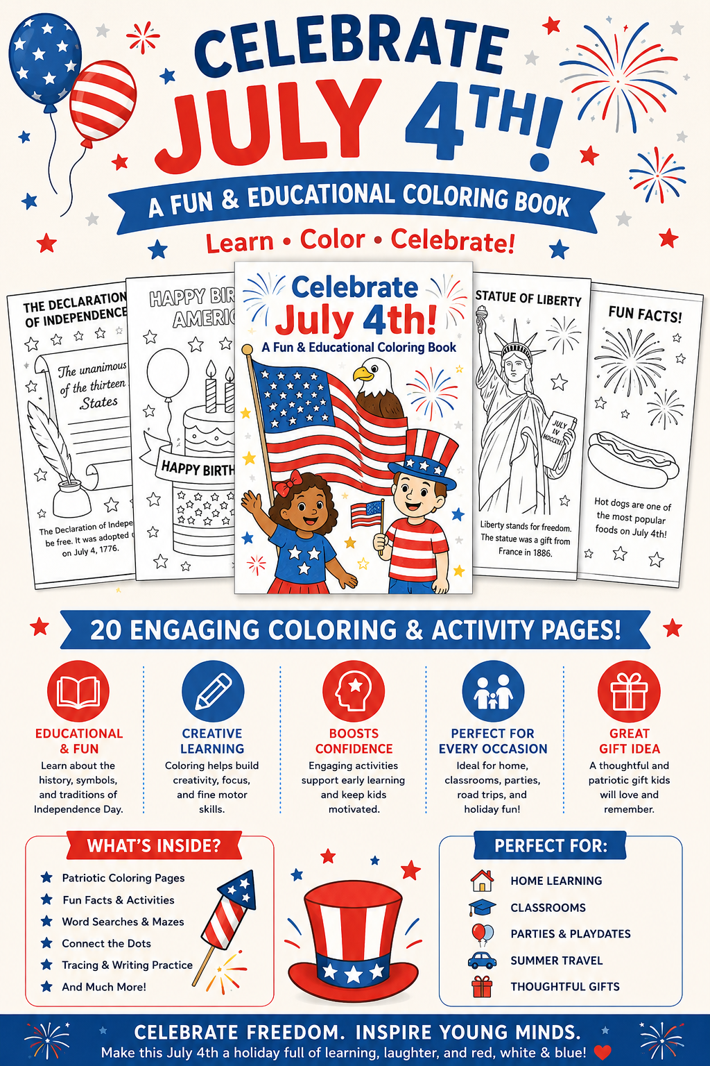Livre d'activités et de coloriage éducatif pour enfants - Fête de l'Indépendance