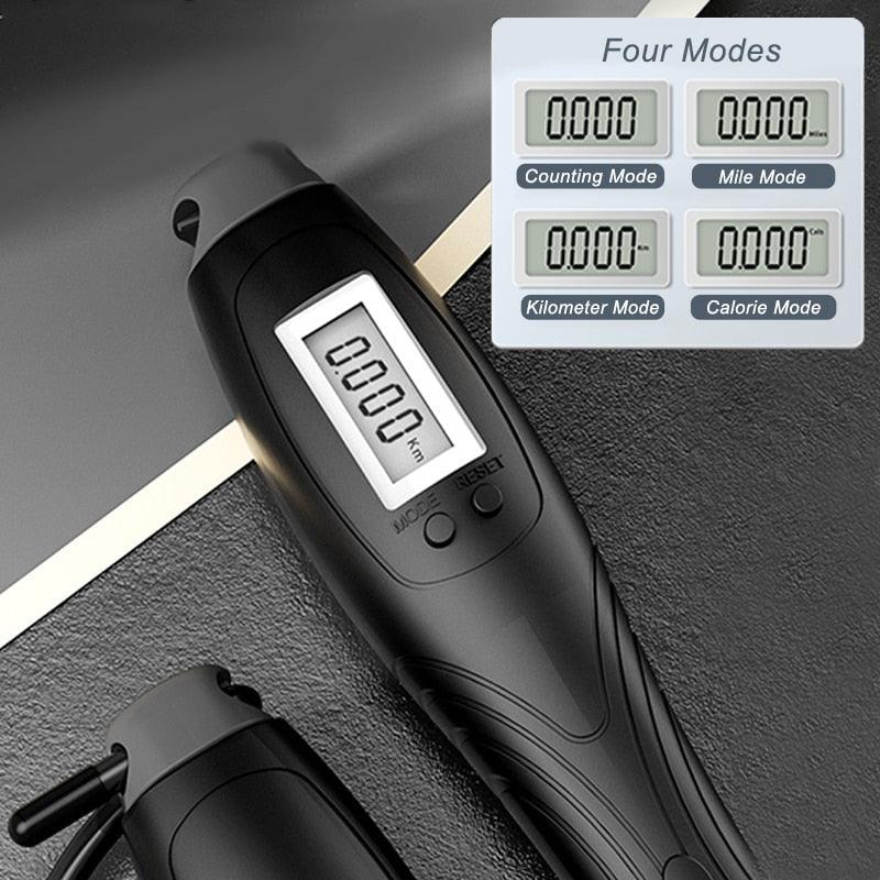 Corde à sauter avec compteur, corde à sauter numérique réglable avec compteur LCD, cordes à sauter numériques, réglage du poids, des calories et du temps, avec rappel sonore, cordes à sauter pour le fitness, l'exercice et la salle de sport.