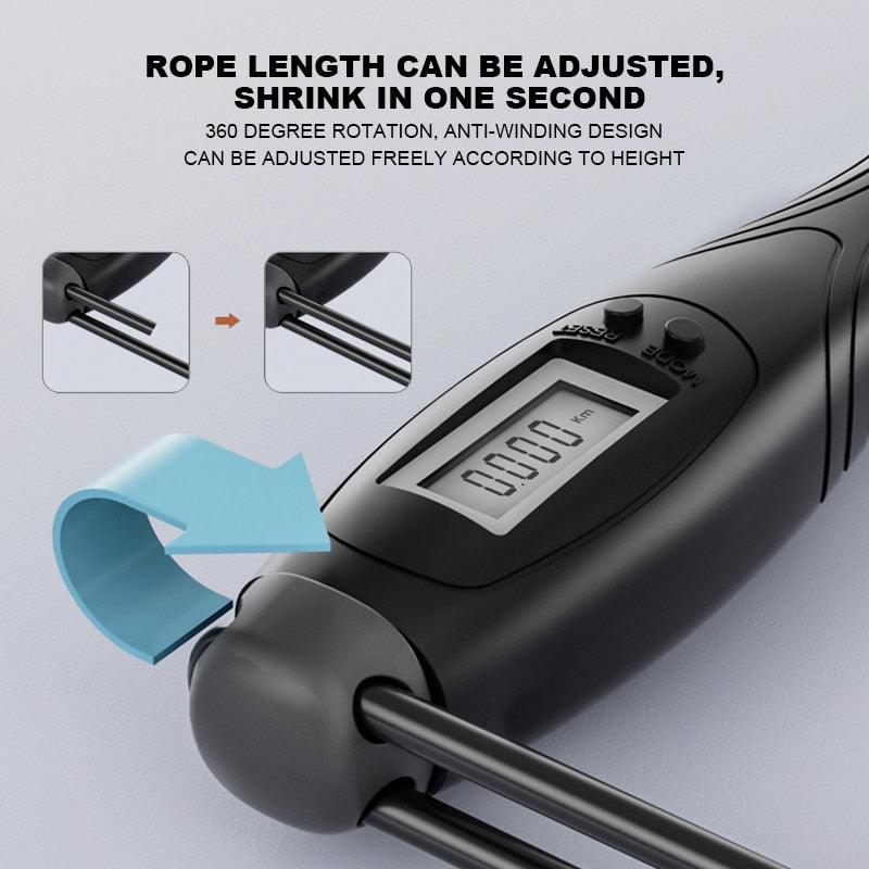 Corde à sauter avec compteur, corde à sauter numérique réglable avec compteur LCD, cordes à sauter numériques, réglage du poids, des calories et du temps, avec rappel sonore, cordes à sauter pour le fitness, l'exercice et la salle de sport.