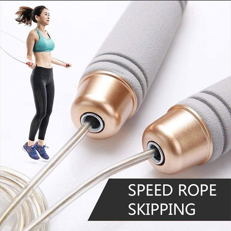 Cordes à sauter lestées rapides en fil d'acier pour le fitness - Corde en fil d'acier avec poignées antidérapantes - Corde à sauter pour l'entraînement, la boxe, la gym et le fitness