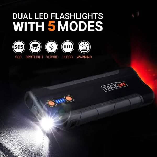 Démarreur portable 1000A en pointe 20000mAh 12V pour voiture Noir T8 MAX