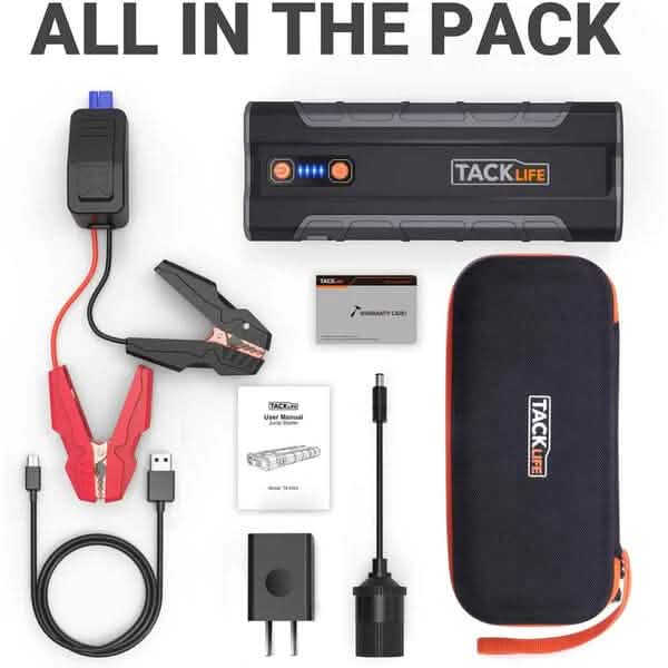 Démarreur portable 1000A en pointe 20000mAh 12V pour voiture Noir T8 MAX