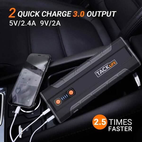 Démarreur portable 1000A en pointe 20000mAh 12V pour voiture Noir T8 MAX