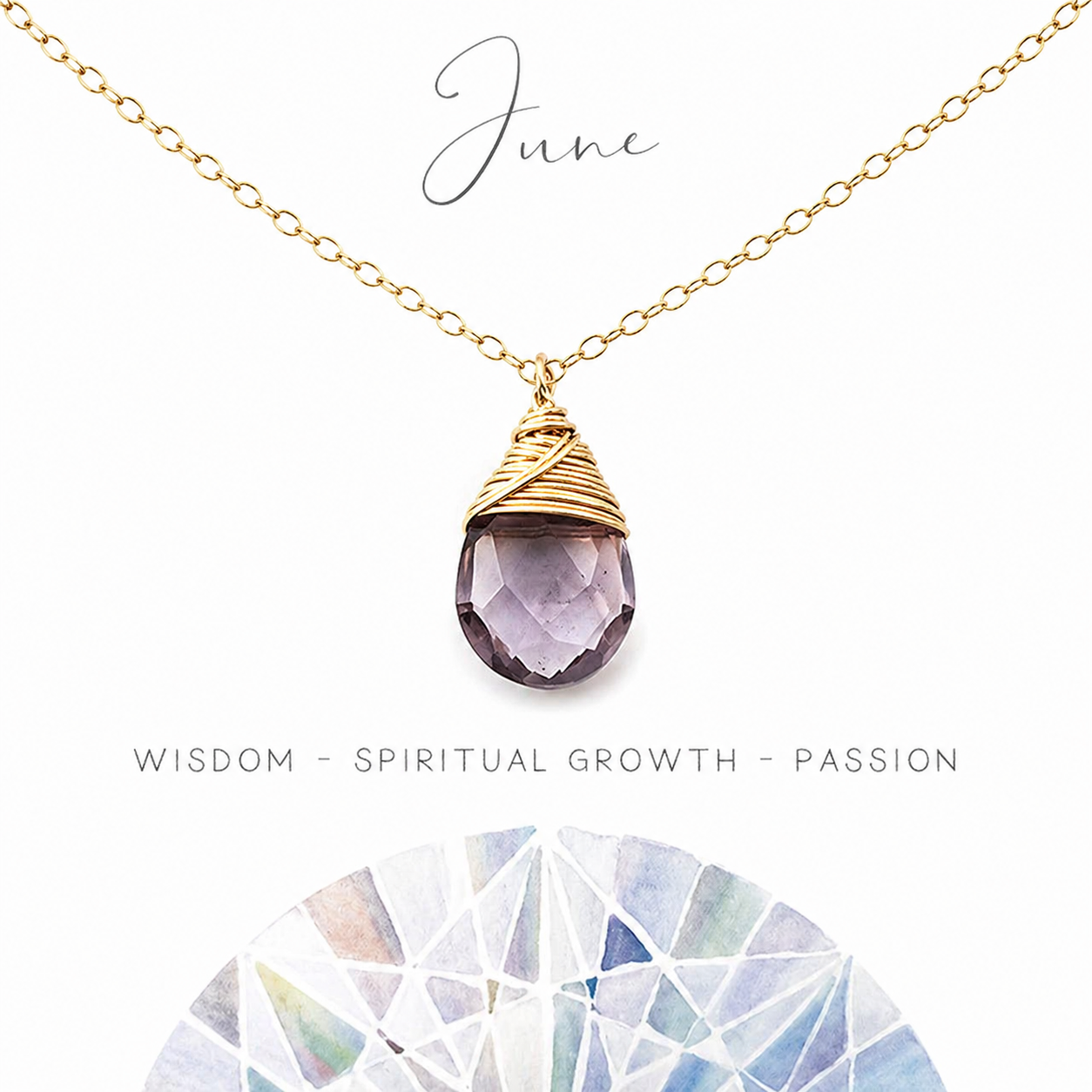 Collier Améthyste Claire Pierre de Naissance de Juin – Pendentif en Or Rempli 14 carats – Bijoux en Pierre Précieuse – Cadeau pour Femme