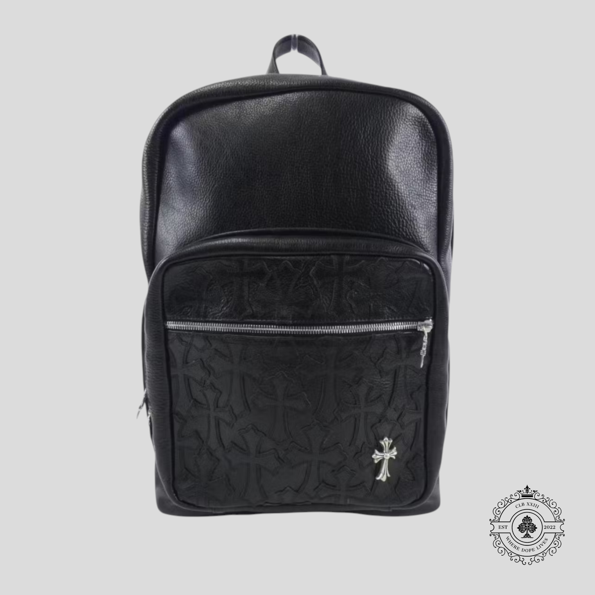 Sac à dos en cuir noir Chrome Hearts avec patchs en croix