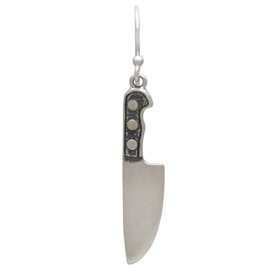 Boucles d'oreilles pendantes en argent sterling couteau de cuisine – Bijoux fantaisie faits main audacieux
