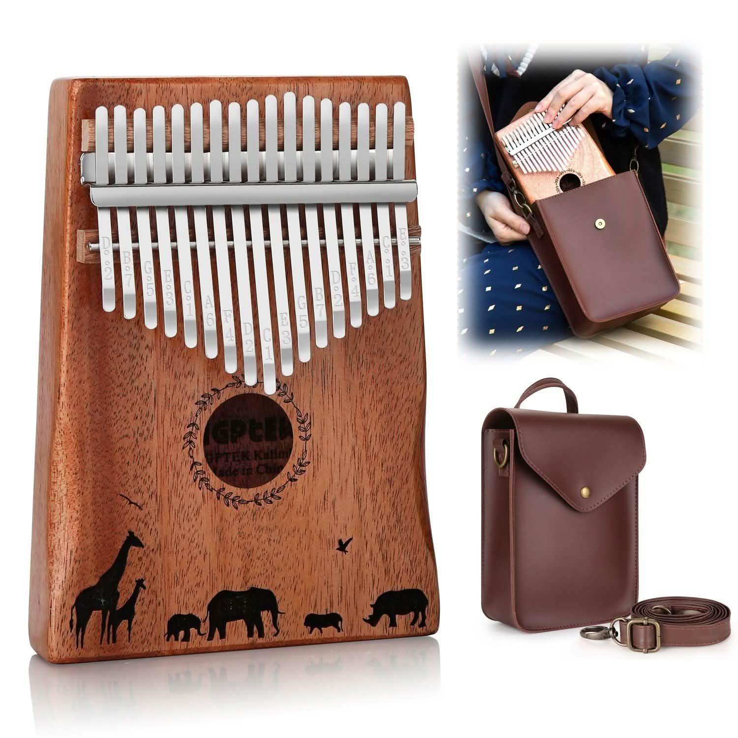 Kalimba 17 touches, piano à pouce avec marteau d'accordage et sac