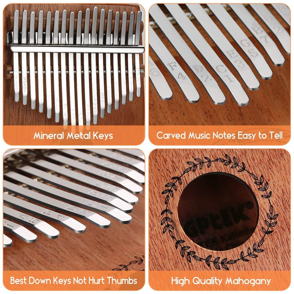 Kalimba 17 touches, piano à pouce avec marteau d'accordage et sac