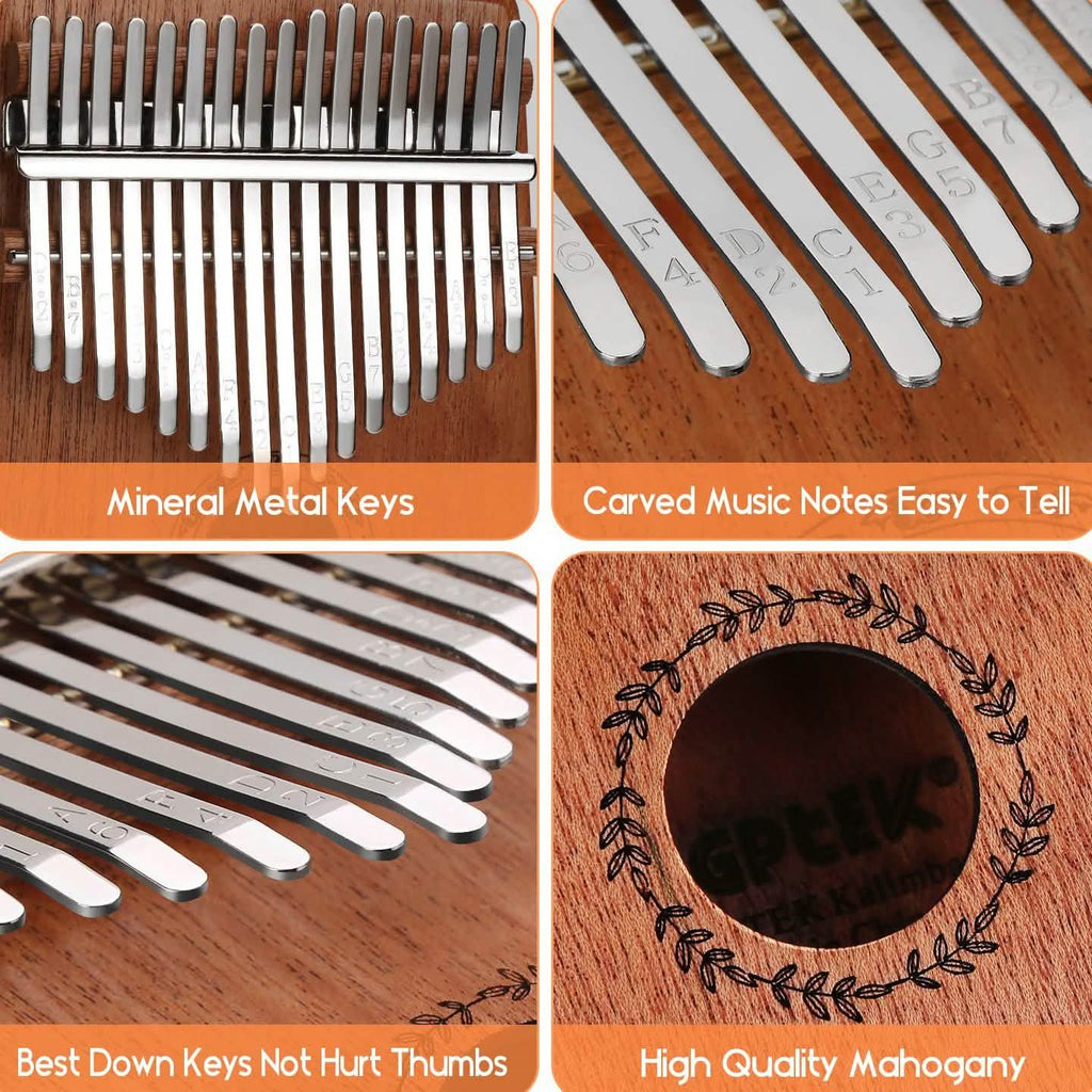 Kalimba 17 touches piano à pouce avec marteau d'accordage