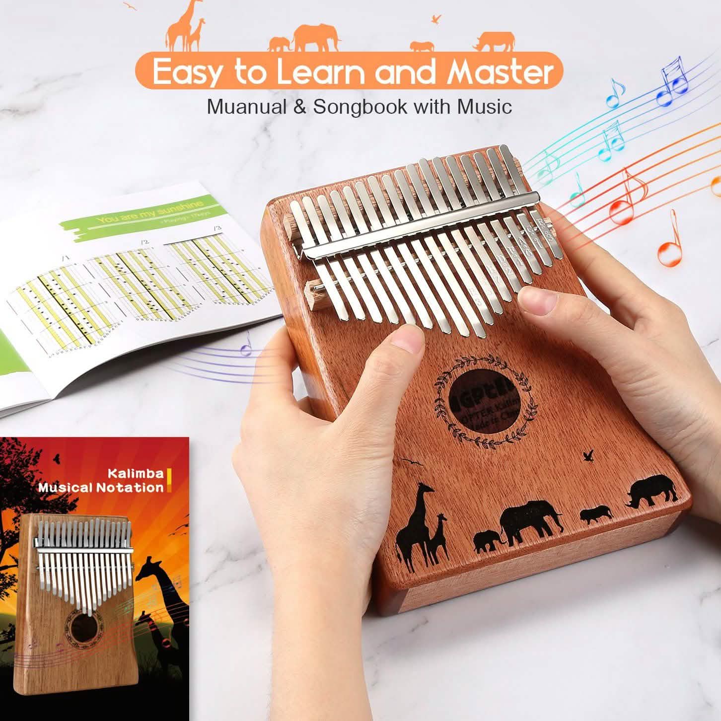 Kalimba 17 touches piano à pouce avec marteau d'accordage