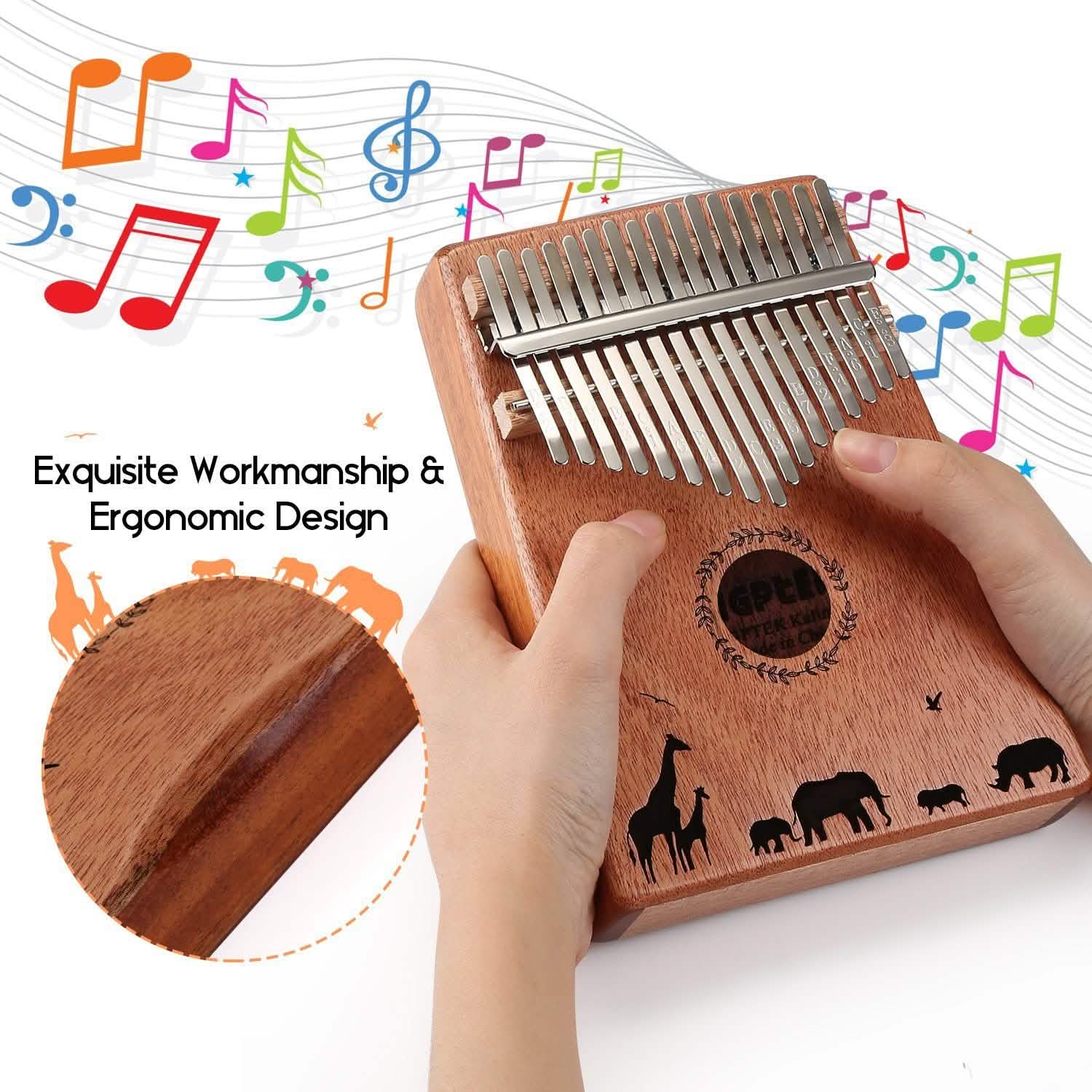 Kalimba 17 touches piano à pouce avec marteau d'accordage