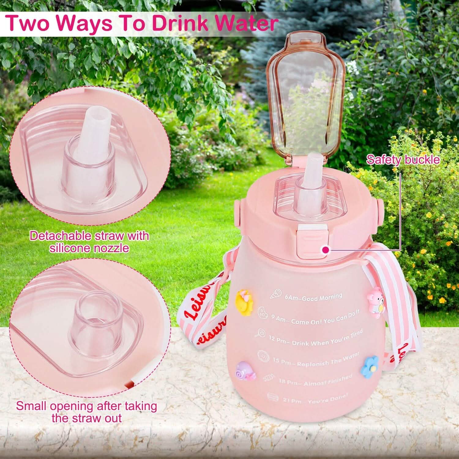 Bouteille d'eau Kawaii avec paille