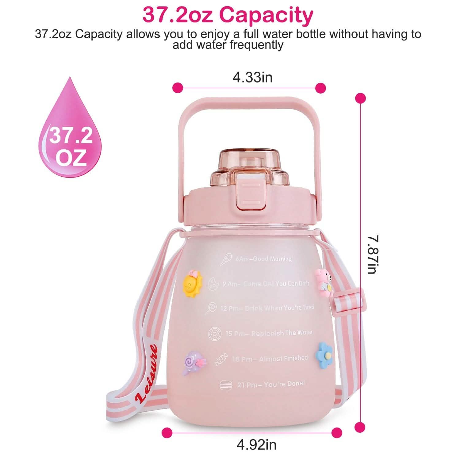 Bouteille d'eau Kawaii avec paille