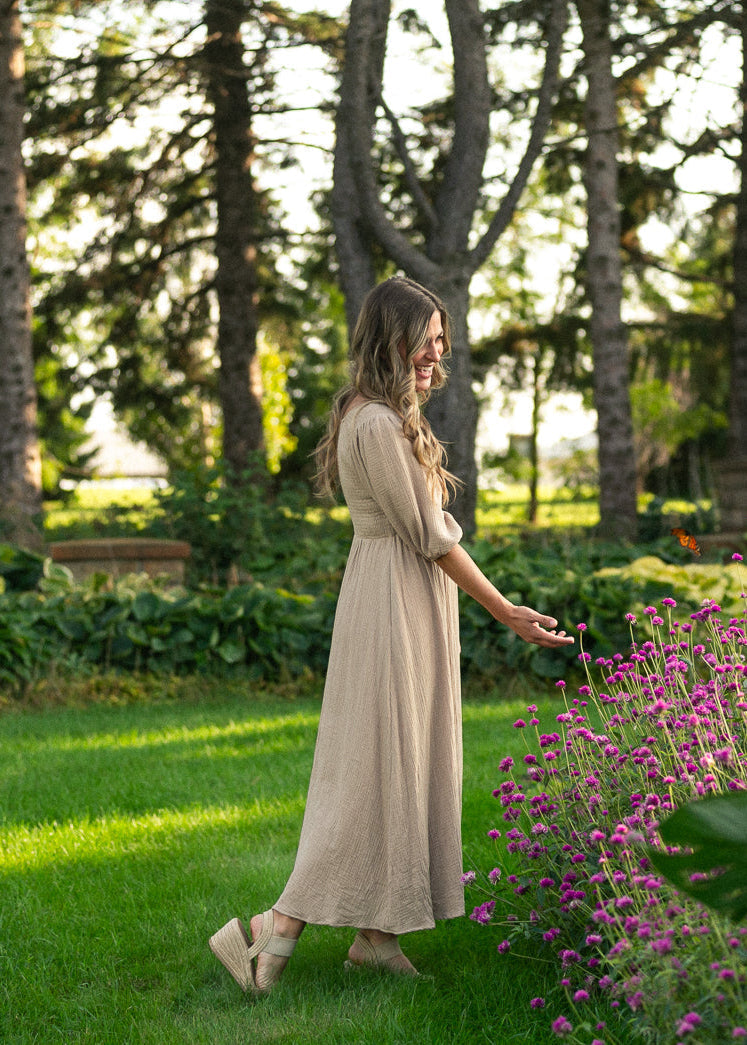 Robe en gaze à bustier smocké Kayleen Tan - VENTE FINALE