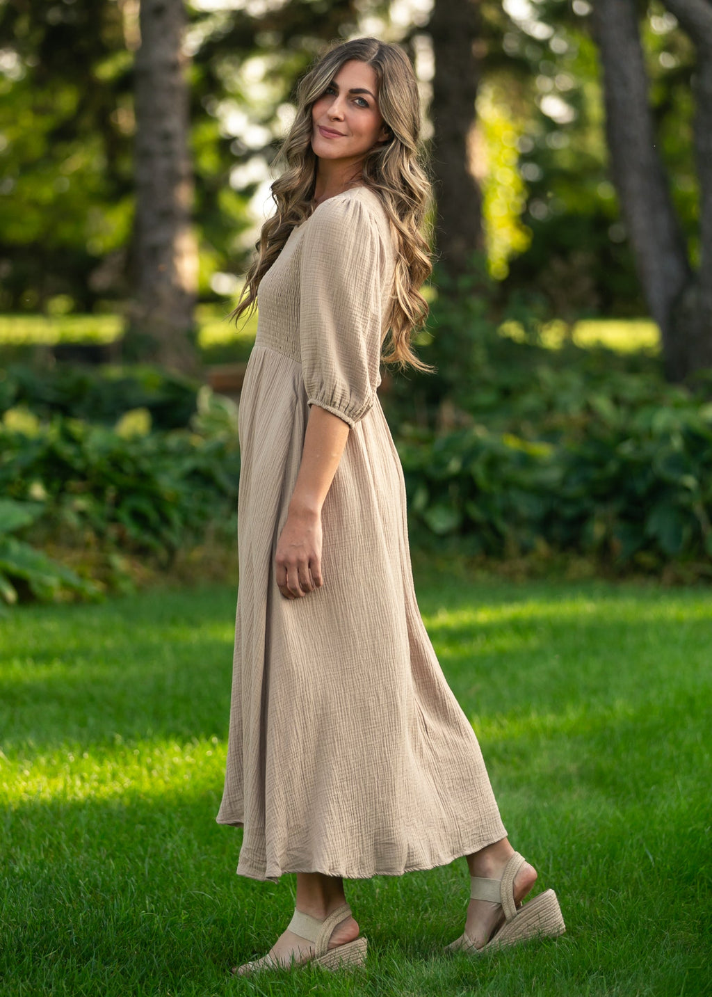 Robe en gaze à bustier smocké Kayleen Tan - VENTE FINALE