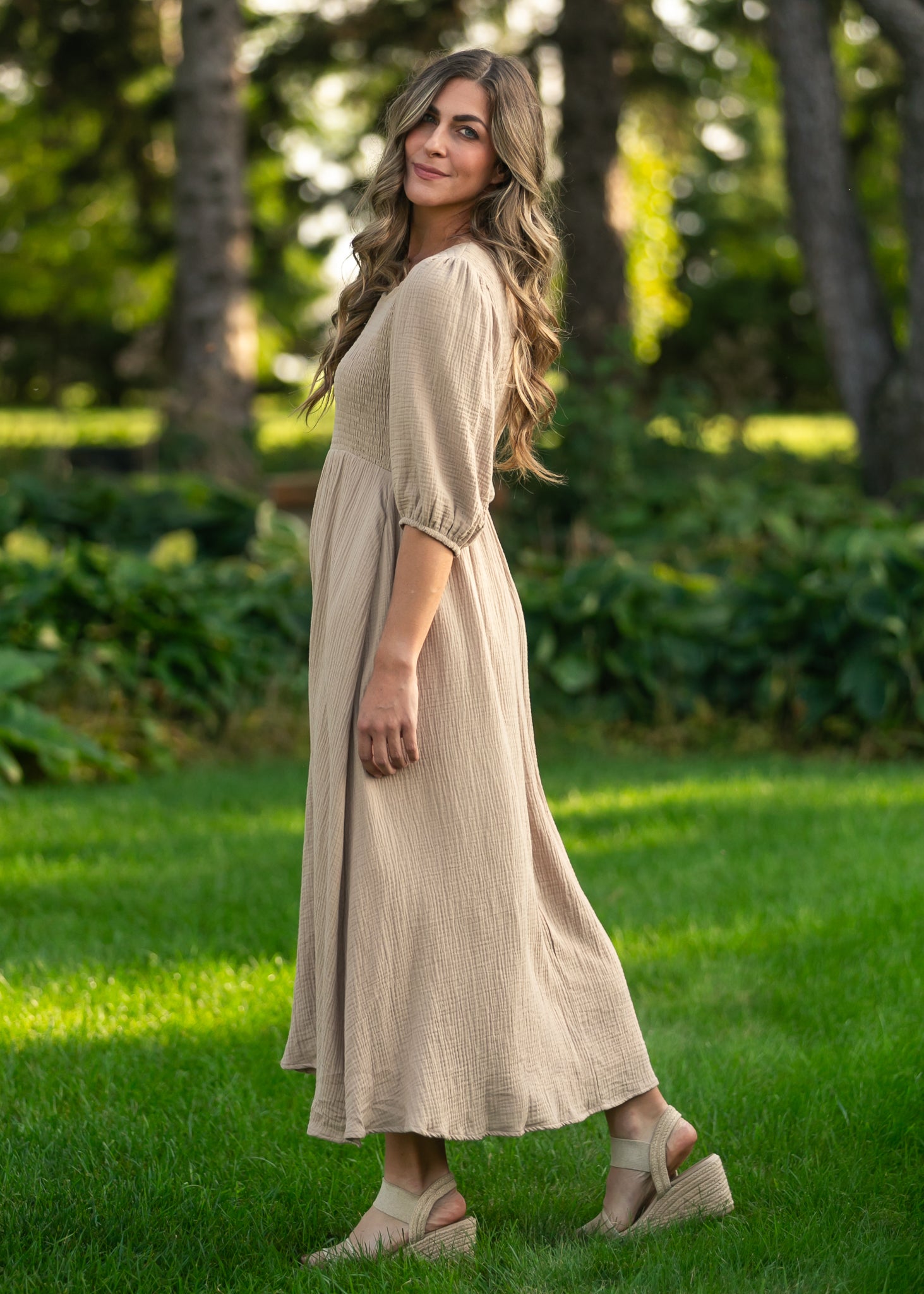 Robe en gaze à bustier smocké Kayleen Tan - VENTE FINALE
