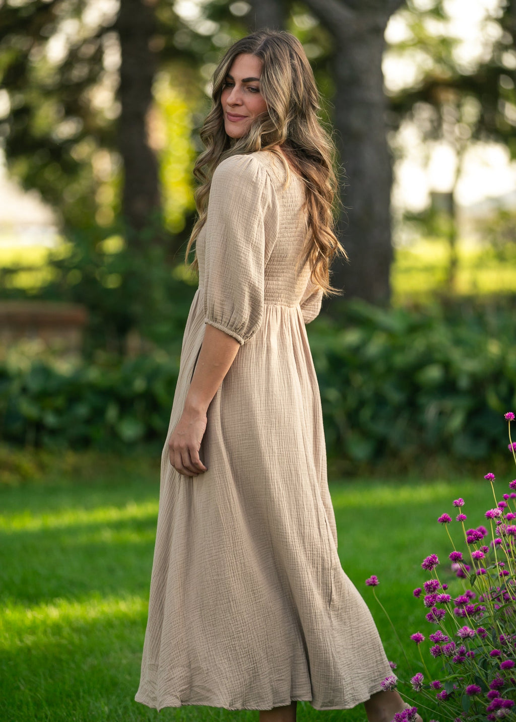 Robe en gaze à bustier smocké Kayleen Tan - VENTE FINALE