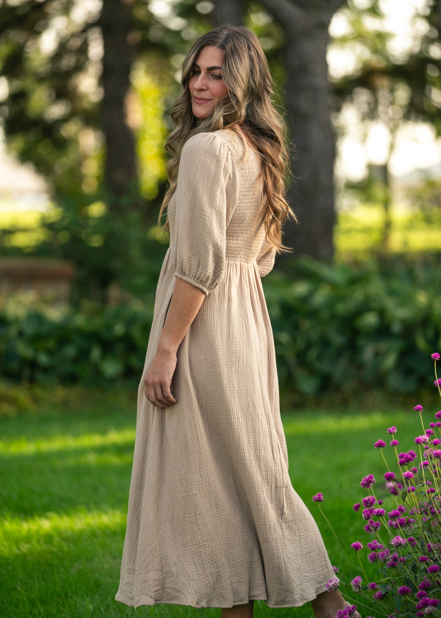 Robe en gaze à bustier smocké Kayleen Tan - VENTE FINALE