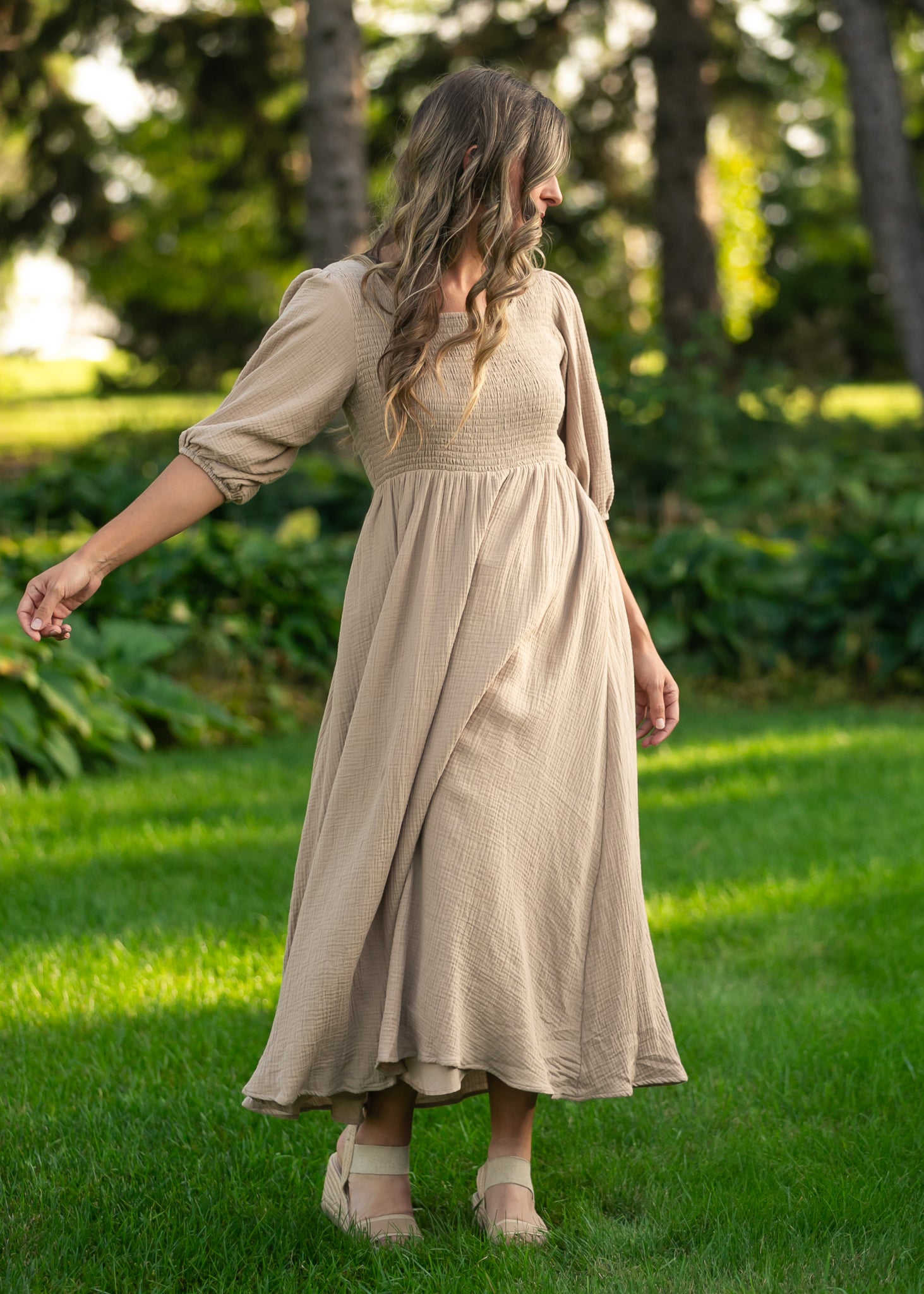 Robe en gaze à bustier smocké Kayleen Tan - VENTE FINALE
