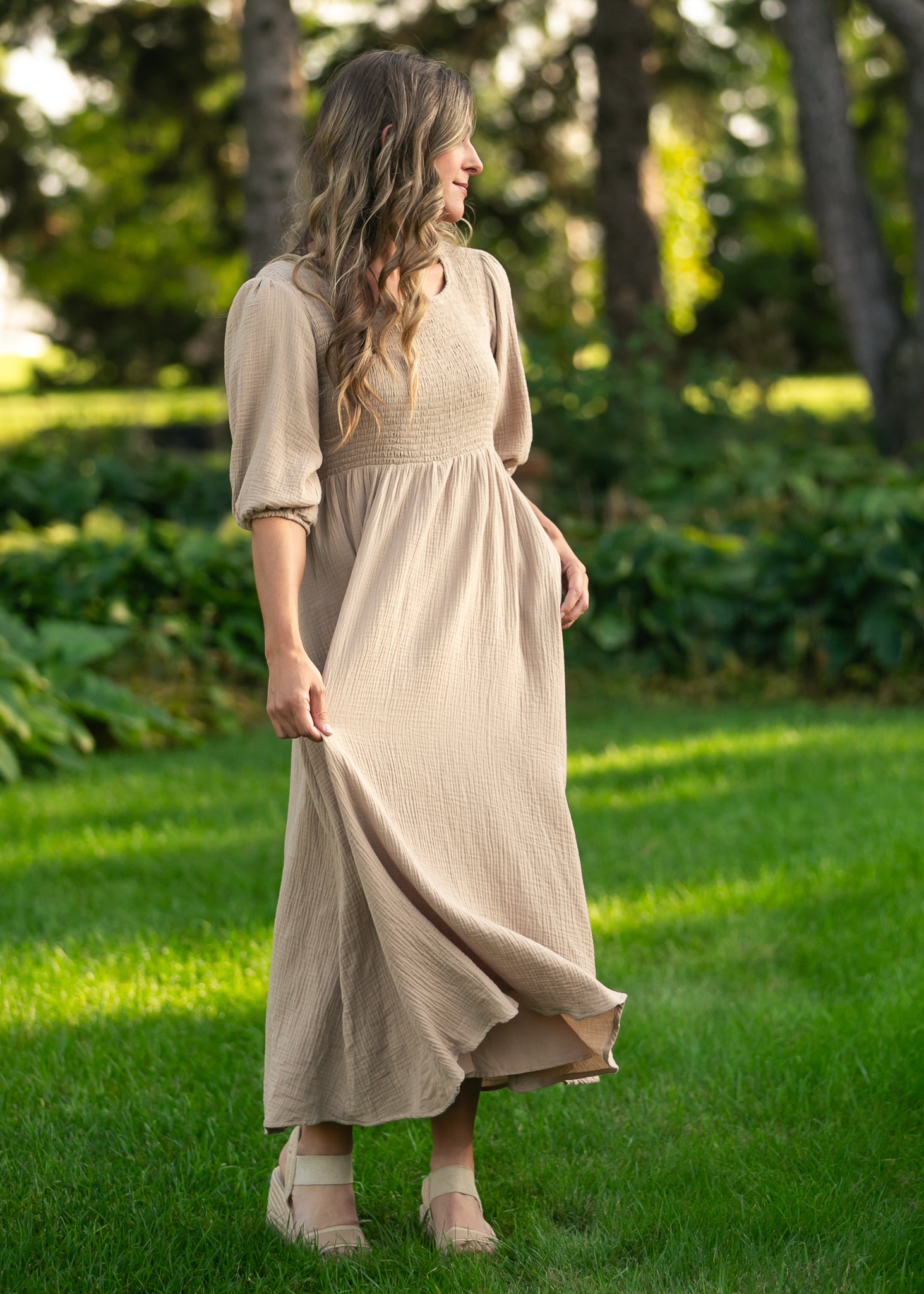 Robe en gaze à bustier smocké Kayleen Tan - VENTE FINALE