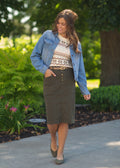 Jupe-midi en jean Kennedy Olive