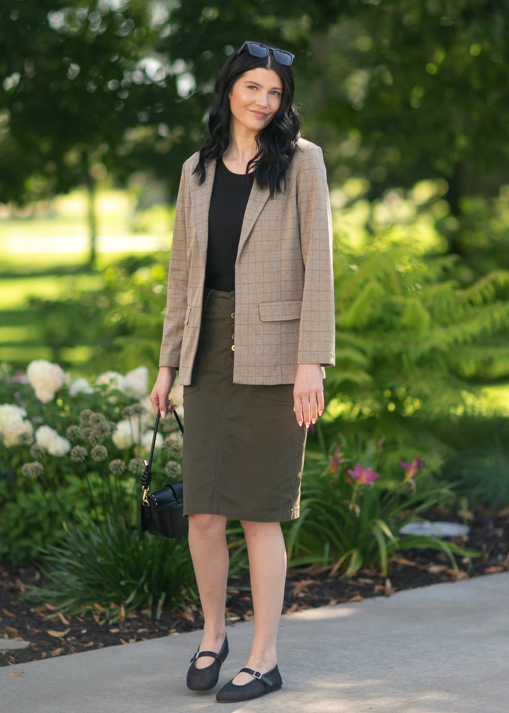 Jupe-midi en jean Kennedy Olive