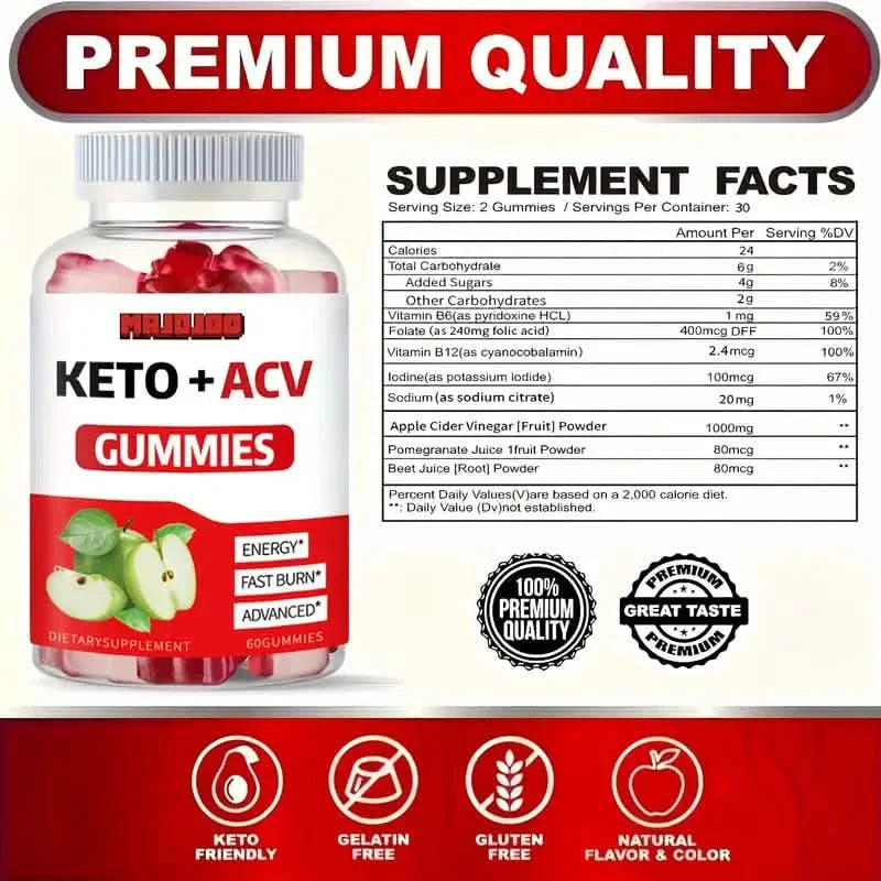 Gummies KETO + ACV au Vinaigre de Cidre de Pomme et B12