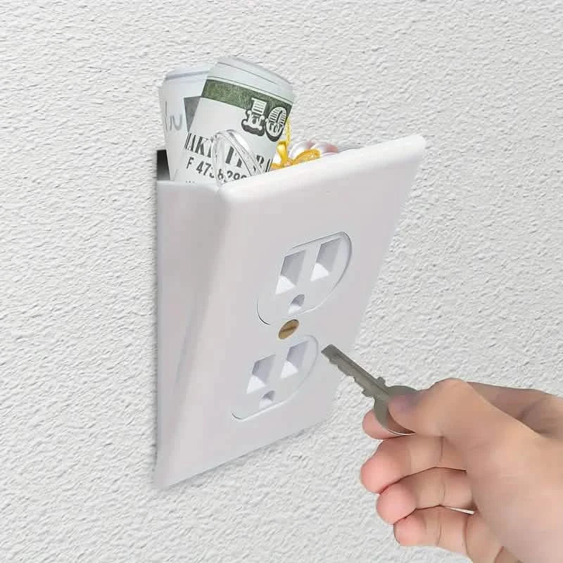Prise murale à compartiment secret en plastique avec serrure à clé
