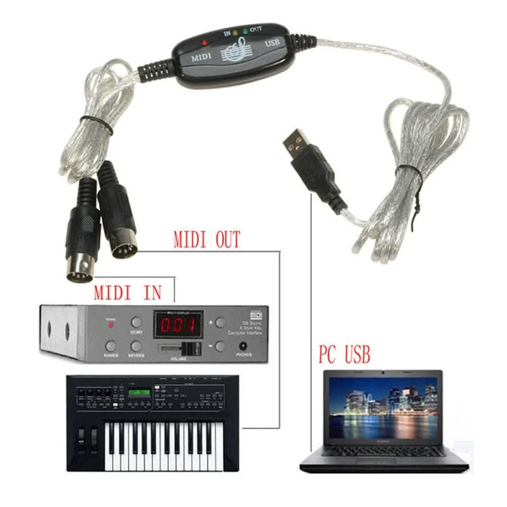 Adaptateur USB clavier-PC, interface MIDI entrée-sortie, convertisseur d'enregistrement musical