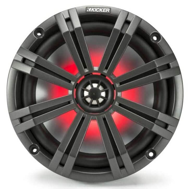KICKER Paire de Haut-parleurs Étanche 45KM84L 8" 600 Watts pour Bateau Marin avec LED KM8 (Reconditionné)