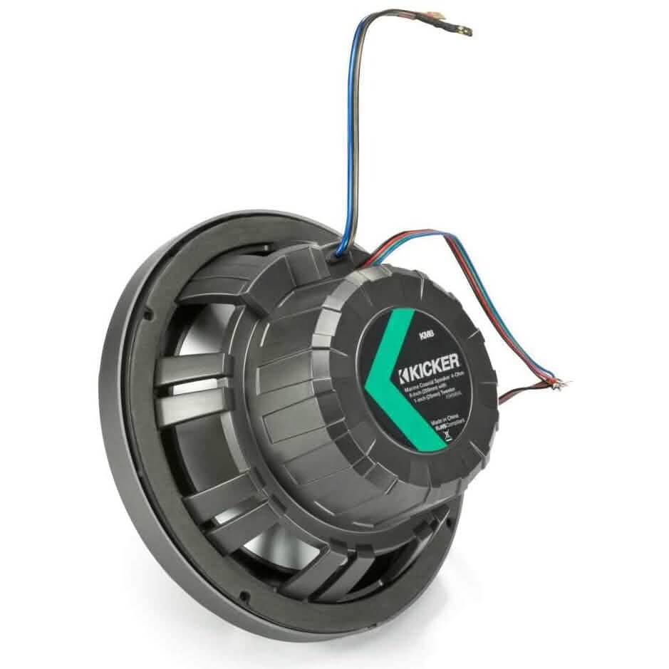 KICKER Paire de Haut-parleurs Étanche 45KM84L 8" 600 Watts pour Bateau Marin avec LED KM8 (Reconditionné)