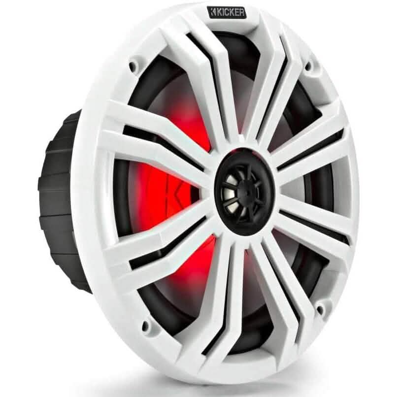 KICKER Paire de Haut-parleurs Étanche 45KM84L 8" 600 Watts pour Bateau Marin avec LED KM8 (Reconditionné)