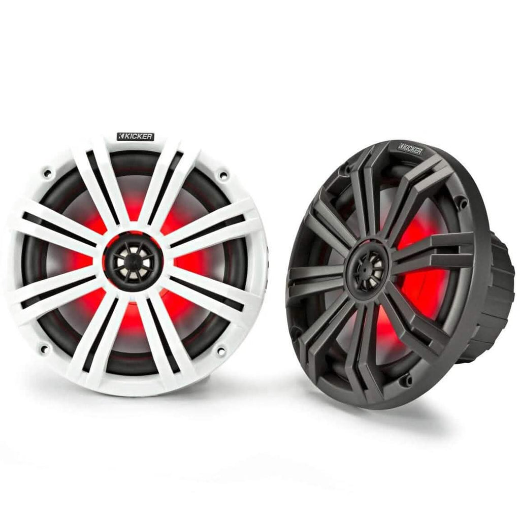 KICKER Paire de Haut-parleurs Étanche 45KM84L 8" 600 Watts pour Bateau Marin avec LED KM8 (Reconditionné)