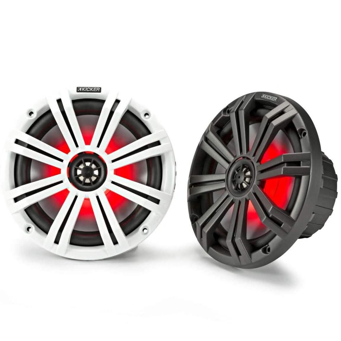 KICKER Paire de Haut-parleurs Étanche 45KM84L 8" 600 Watts pour Bateau Marin avec LED KM8 (Reconditionné)