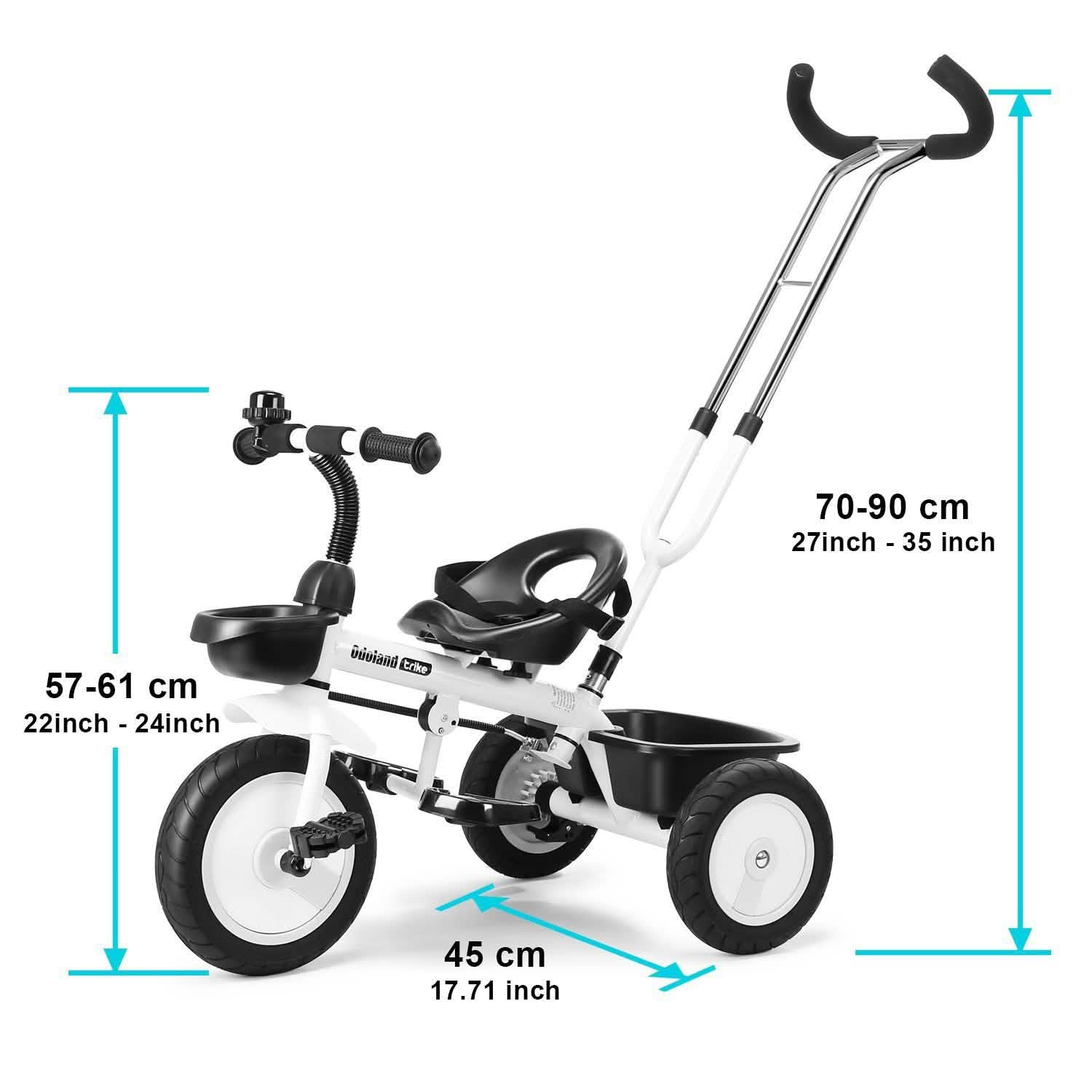 Tricycle enfant poussette avec poignée de poussée rétractable
