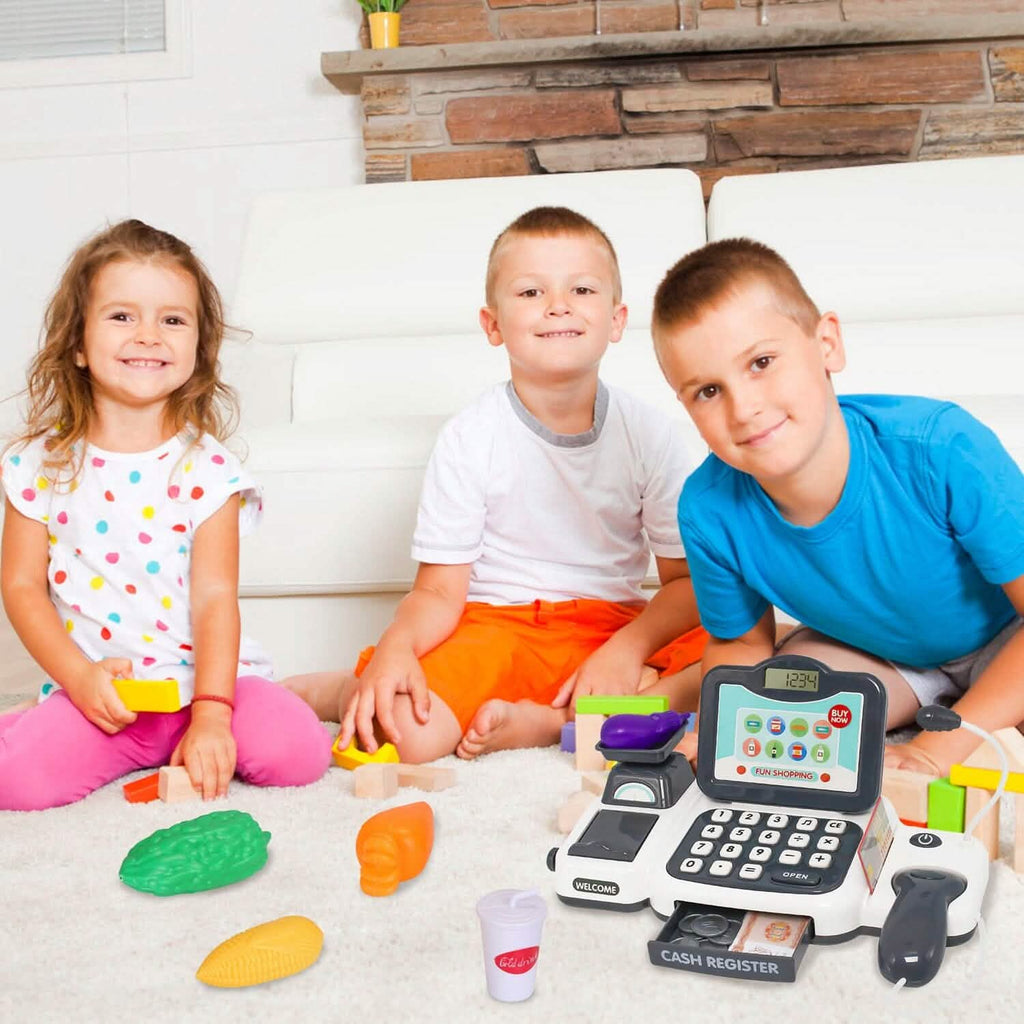 Caisse Enregistreuse Enfant Jouet de Caisse Simulation avec Scanner Calculatrice