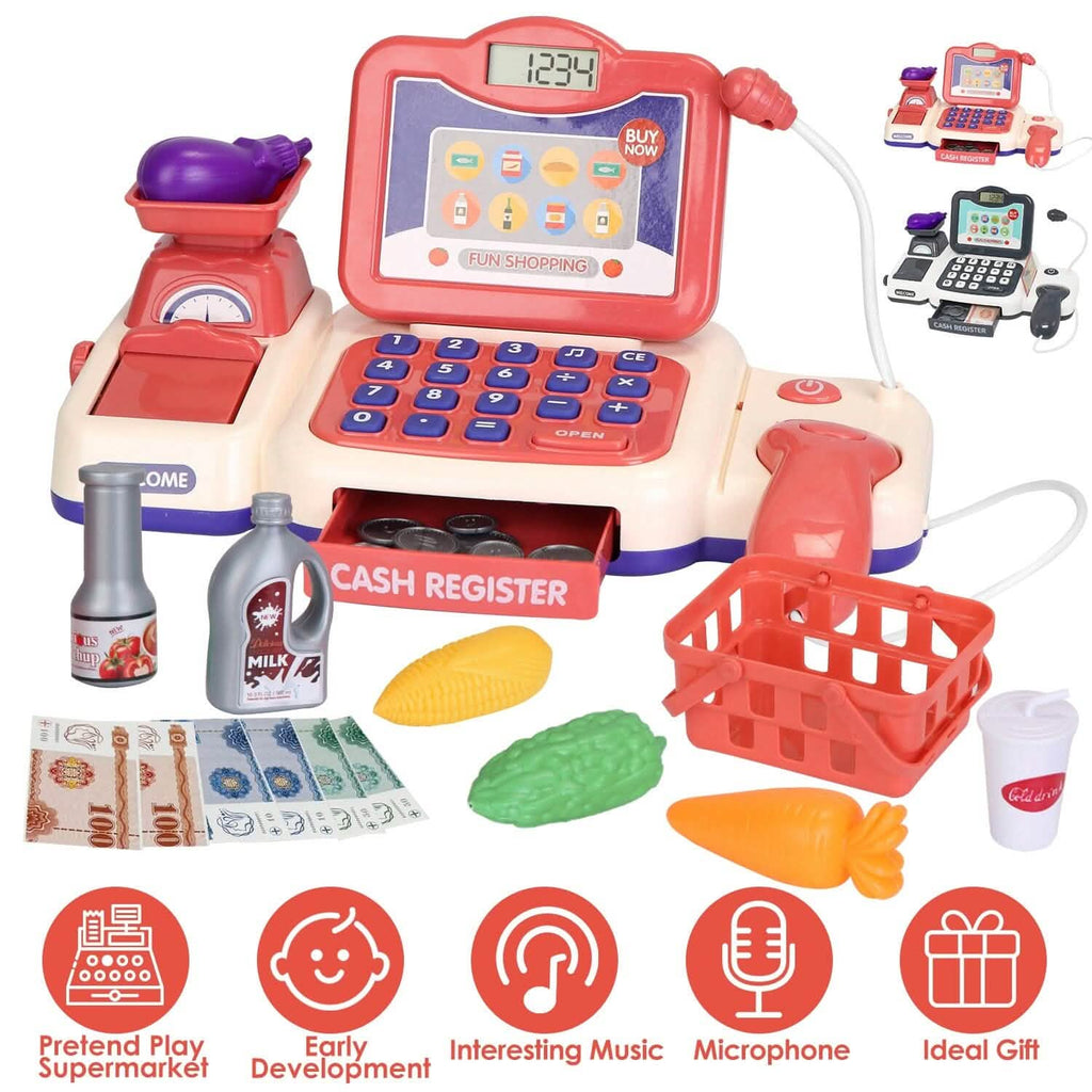 Caisse Enregistreuse Enfant Jouet de Caisse Simulation avec Scanner Calculatrice