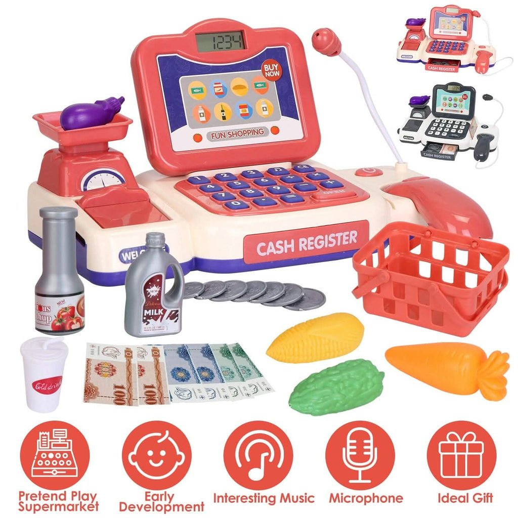 Caisse Enregistreuse Enfant Jouet de Caisse Simulation avec Scanner Calculatrice