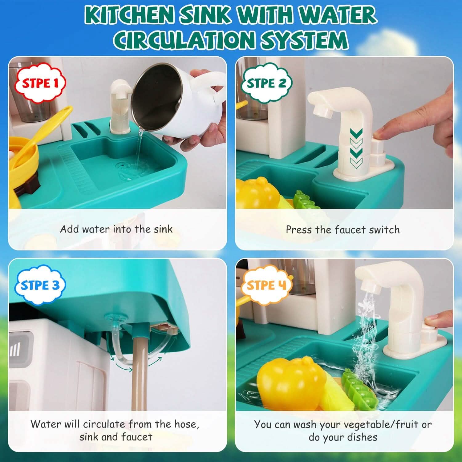 Cuisine pour enfants interactive, jouets de cuisine pour jeu d'imitation, ustensiles de cuisine