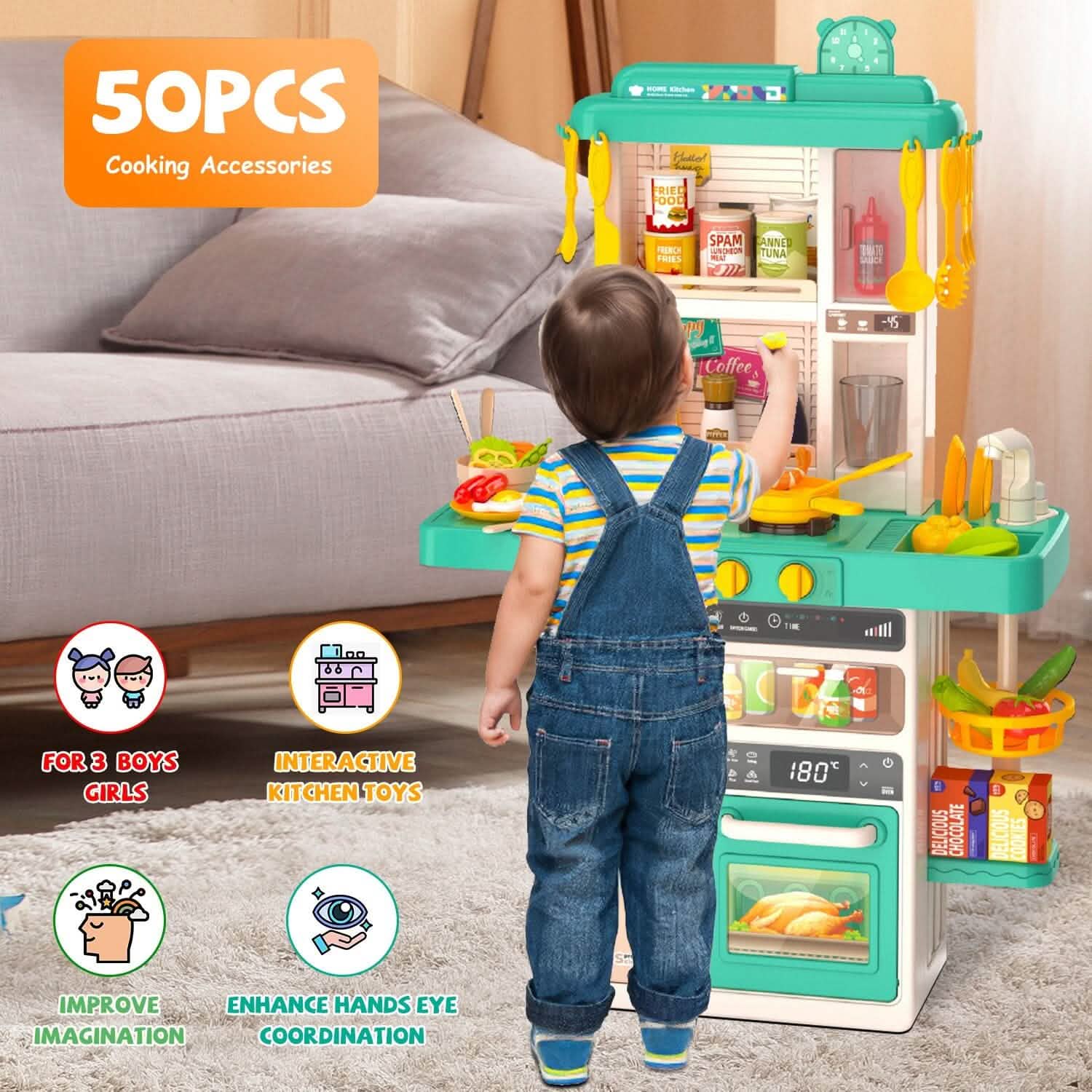 Cuisine pour enfants interactive, jouets de cuisine pour jeu d'imitation, ustensiles de cuisine