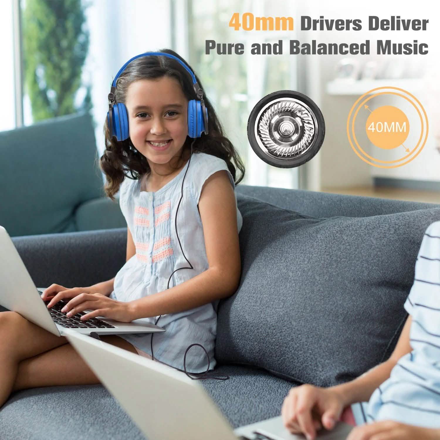 Casques filaires supra-auriculaires pour enfants avec limiteur de volume de 85 dB