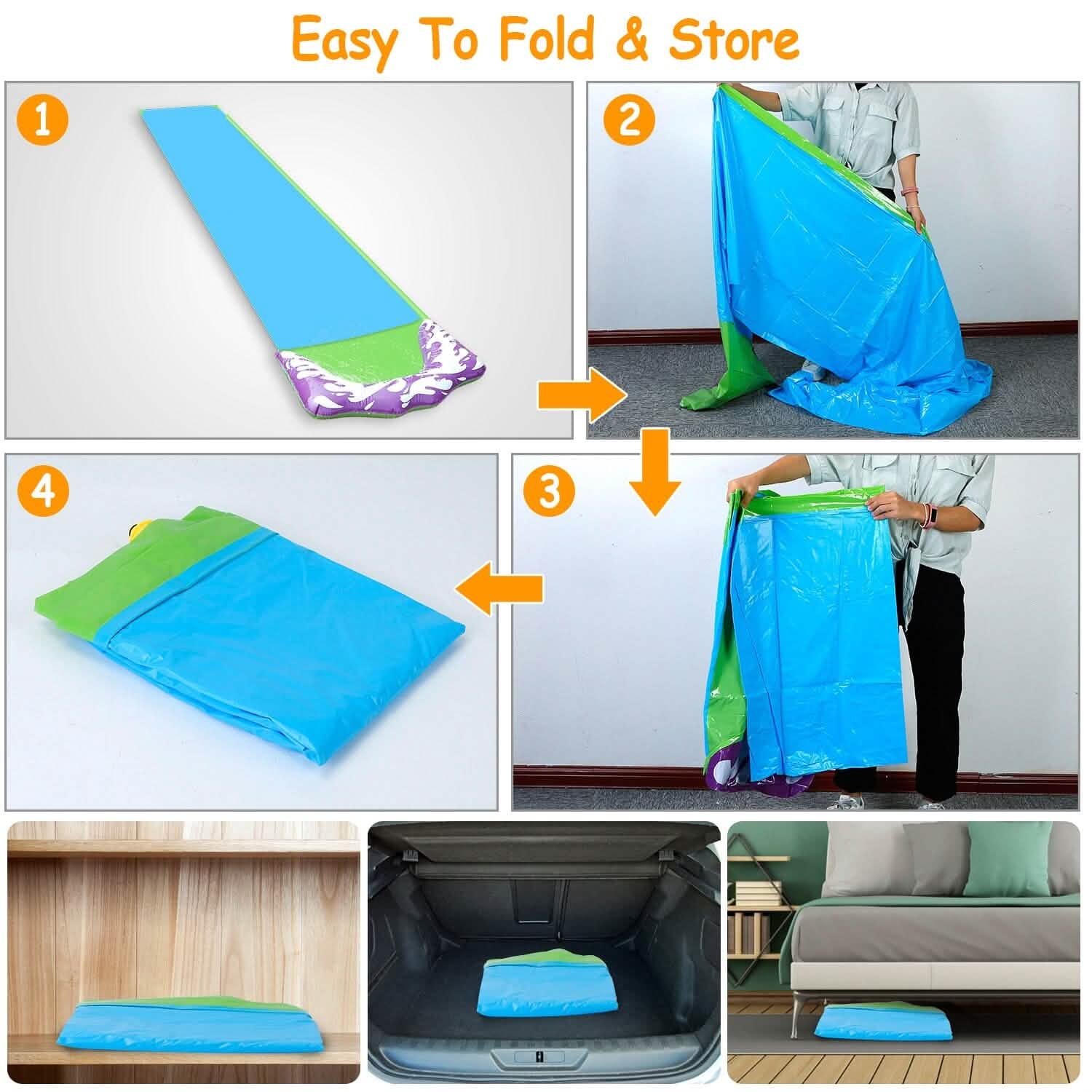Glissade d'eau simple pour enfants - Planche à voile, course, éclaboussures, arroseur