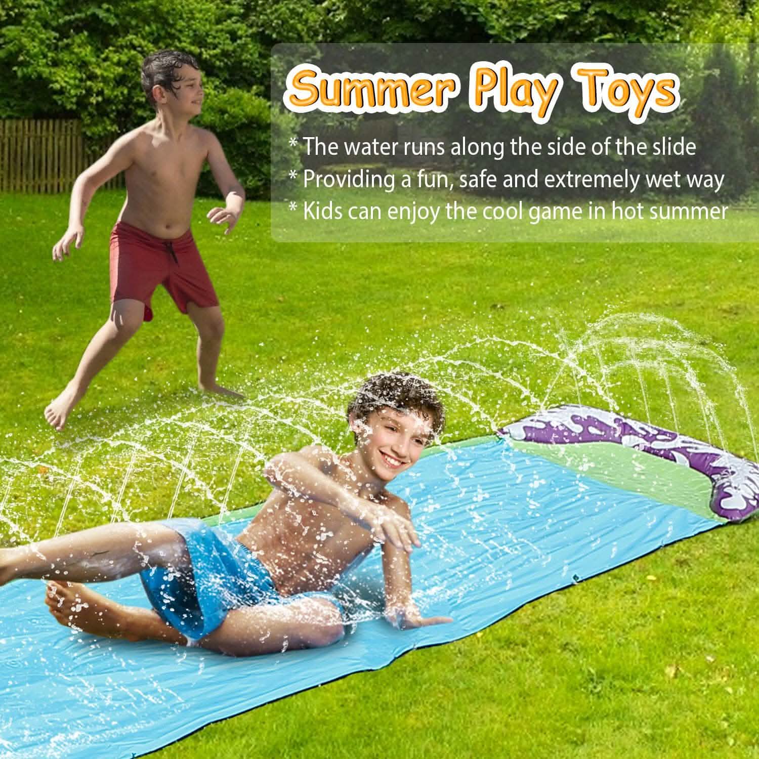 Glissade d'eau simple pour enfants - Planche à voile, course, éclaboussures, arroseur