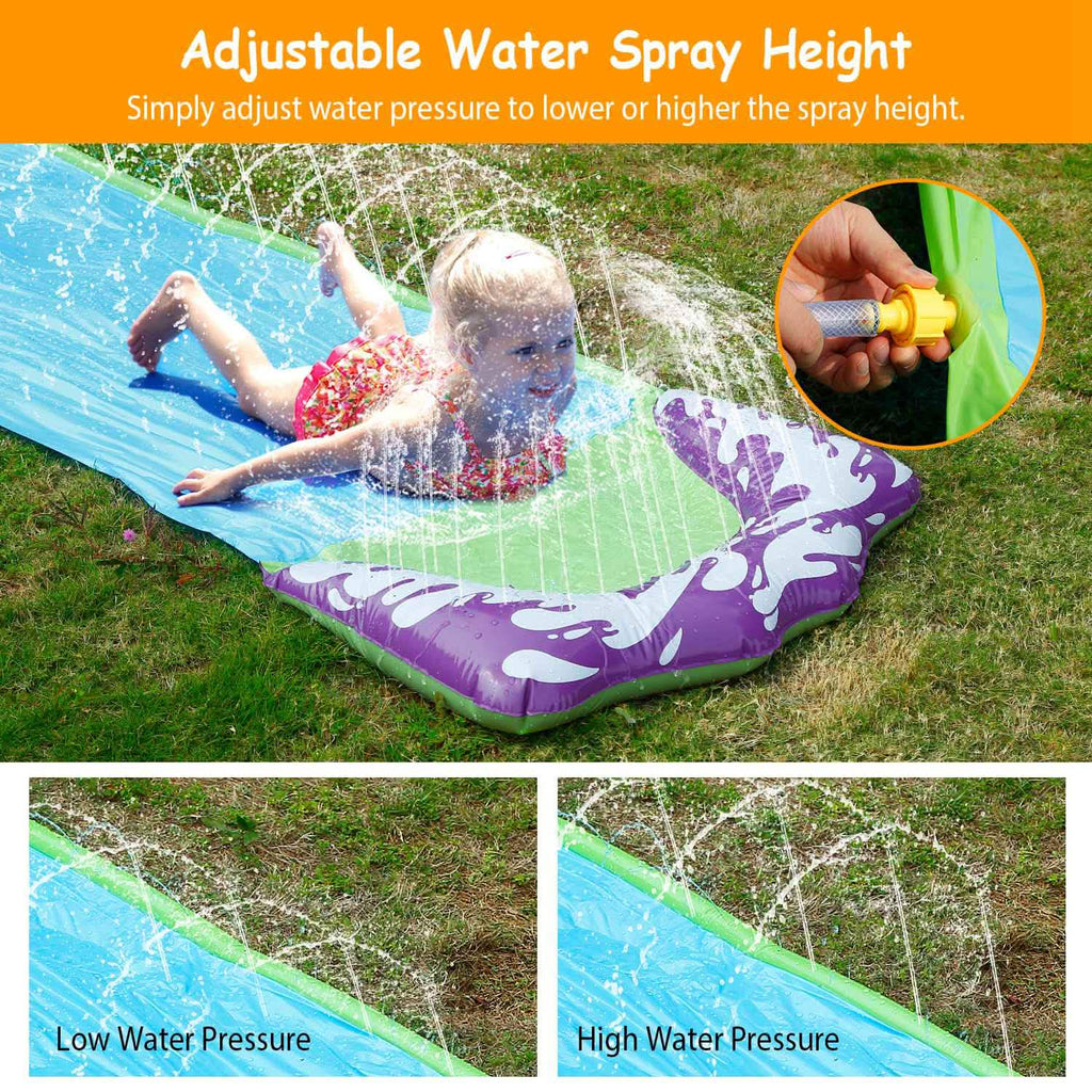 Glissade d'eau simple pour enfants - Planche à voile, course, éclaboussures, arroseur