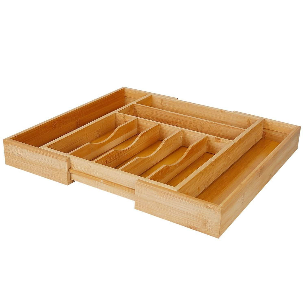 Organisateur de tiroir à couverts extensible en bambou pour la cuisine