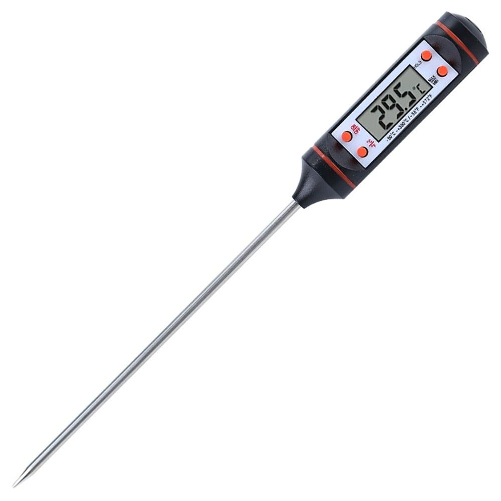 Thermomètre de cuisine à sonde en acier inoxydable 304 pour aliments, barbecue, lait, soupe, huile, thermomètre numérique étanche pour liquides, bougies, lecture instantanée avec sonde longue pour aliments, viande, lait