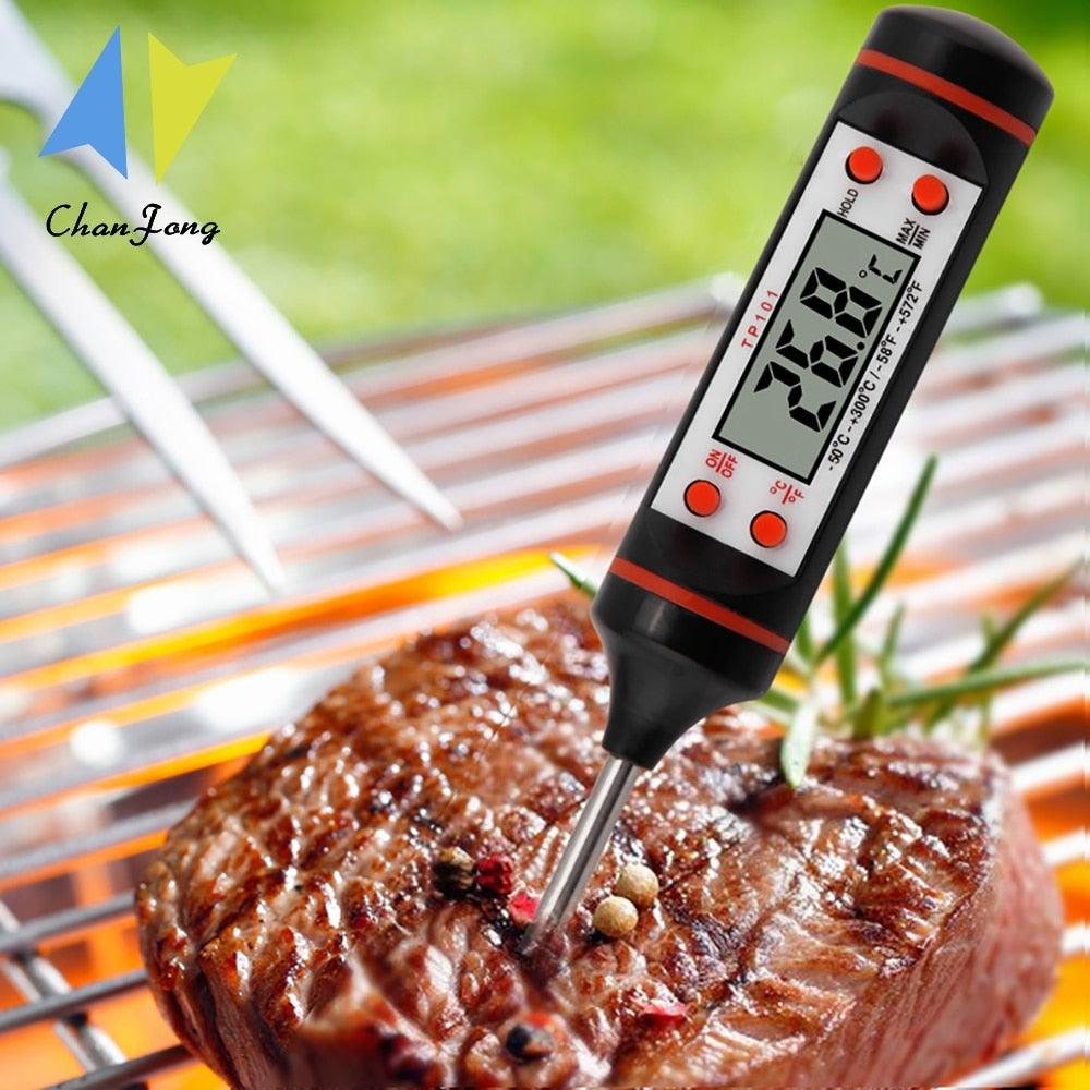Thermomètre de cuisine à sonde en acier inoxydable 304 pour aliments, barbecue, lait, soupe, huile, thermomètre numérique étanche pour liquides, bougies, lecture instantanée avec sonde longue pour aliments, viande, lait