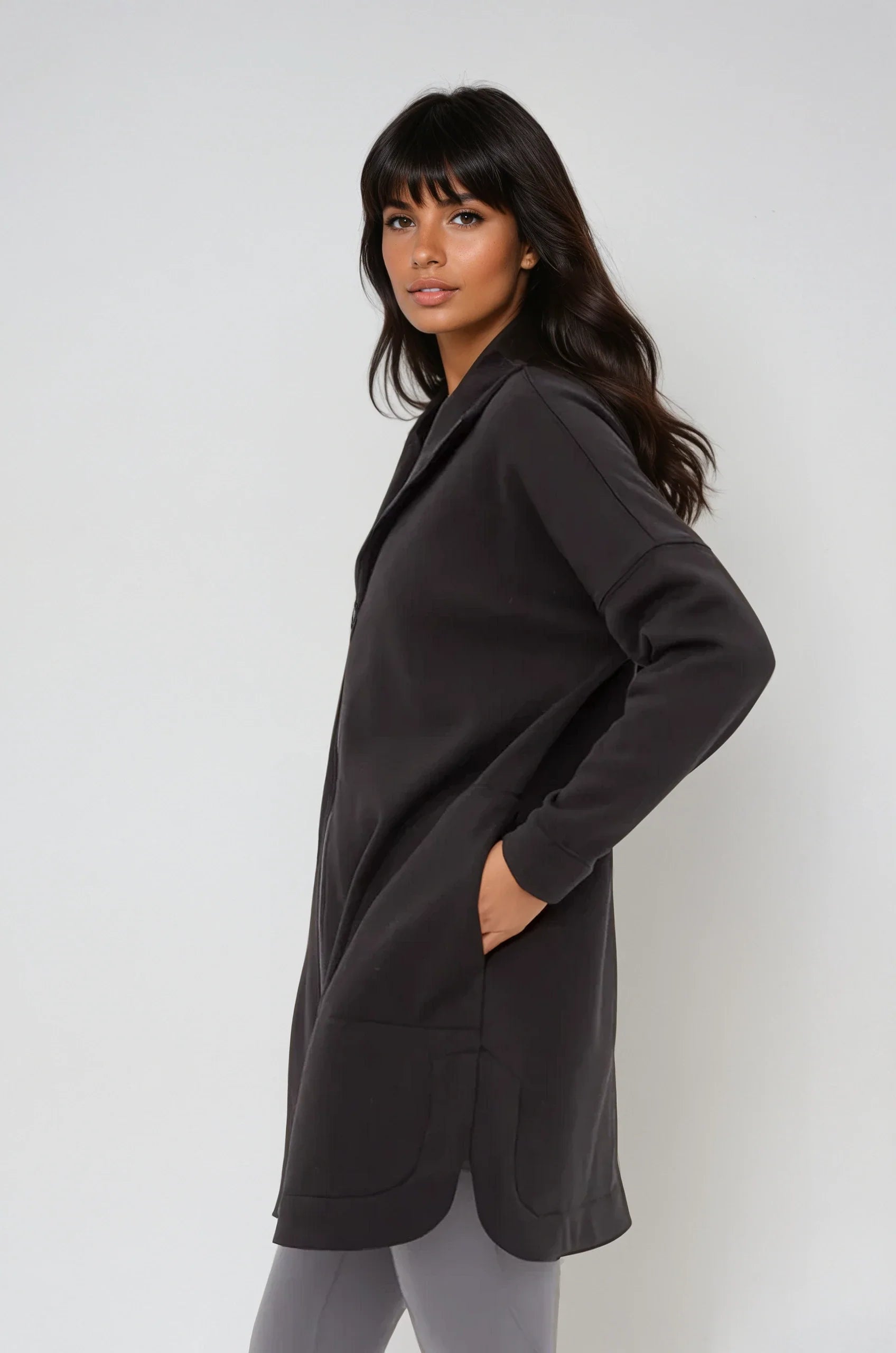 Veste à Capuche Zippée Confortable Noire