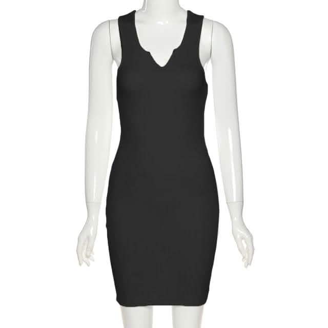 Robe Kliou en coton, sans manches, col en V, pour femme